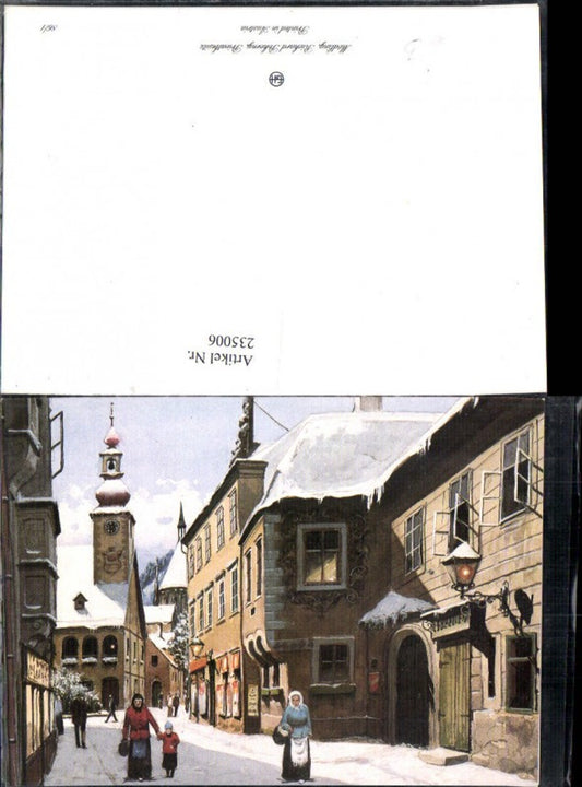 235006,Künstler AK Mödling Straßenansicht Glockenturm Gasthaus