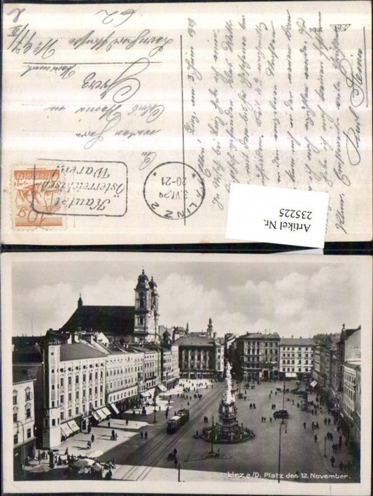 235225,Linz an d. Donau Franz-Josef-Platz Pestsäule Geschäfte