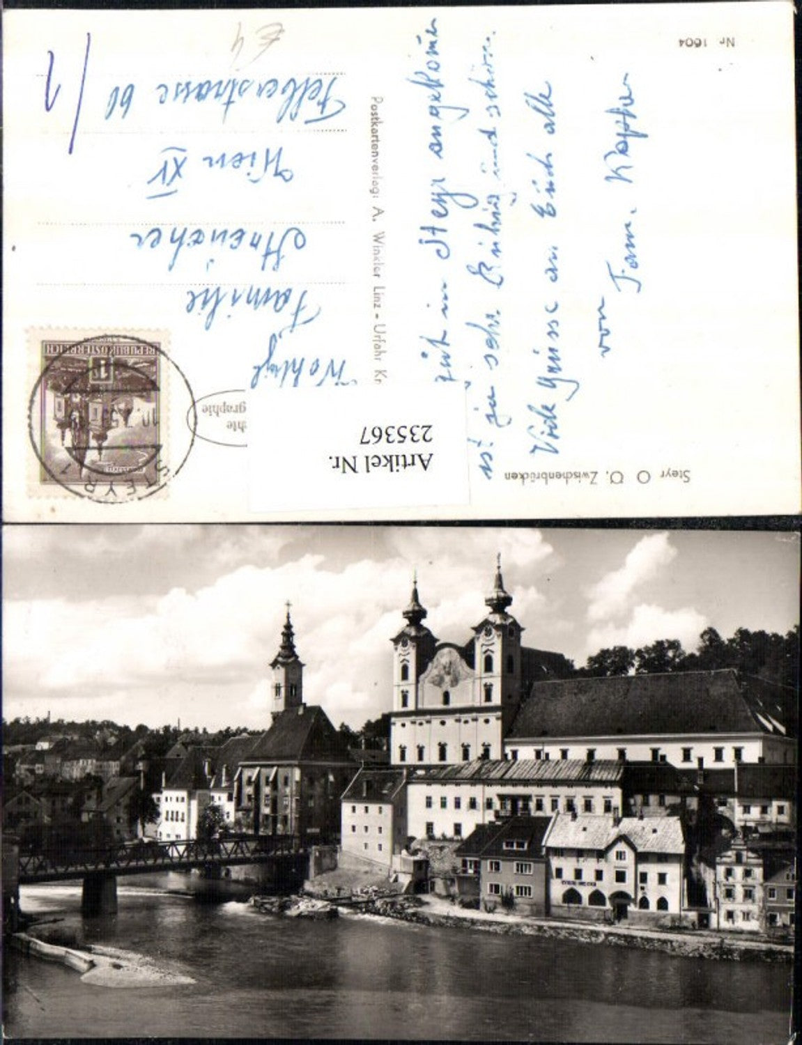 235367,Steyr Zwischenbrücken Brücke Kirche