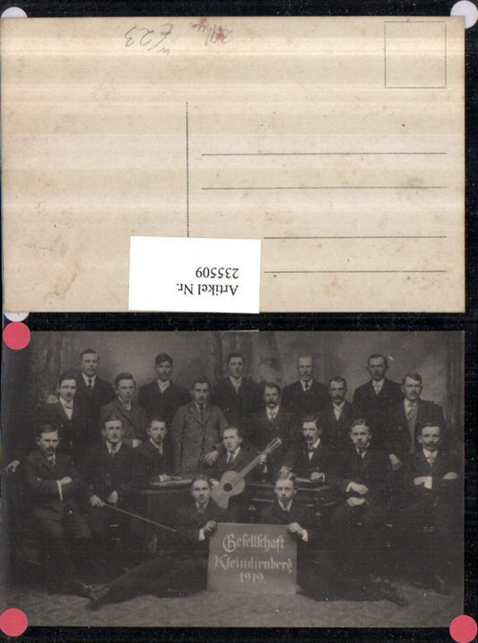 235509,Foto AK Kleindirnberg Gesellschaft Gruppenfoto Zither Gitarre 1919