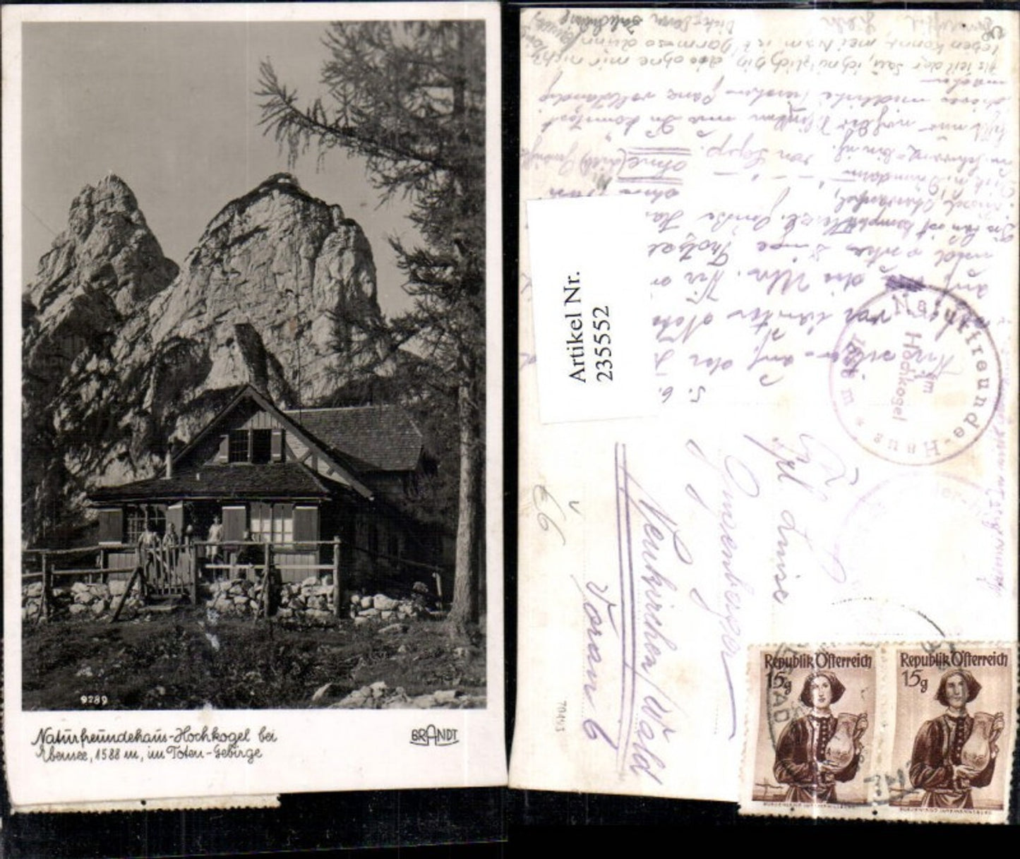 235552,Naturfreundehaus Hochkogel b. Ebensee im Toten-Gebirge pub F. E. Brandt