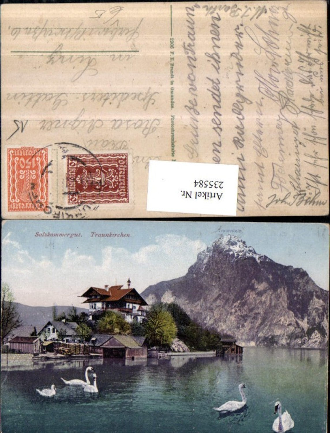 235584,Traunkirchen Schwäne geg. Traunstein pub F. E. Brandt 407