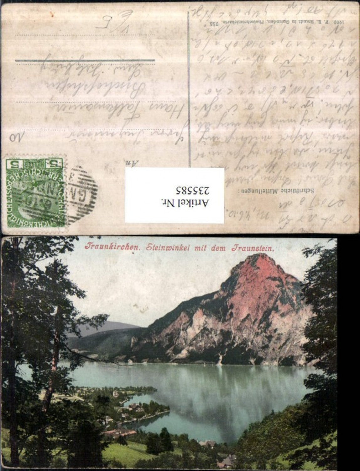 235585,Traunkirchen Steinwinkel m. d. Traunstein pub F. E. Brandt 755