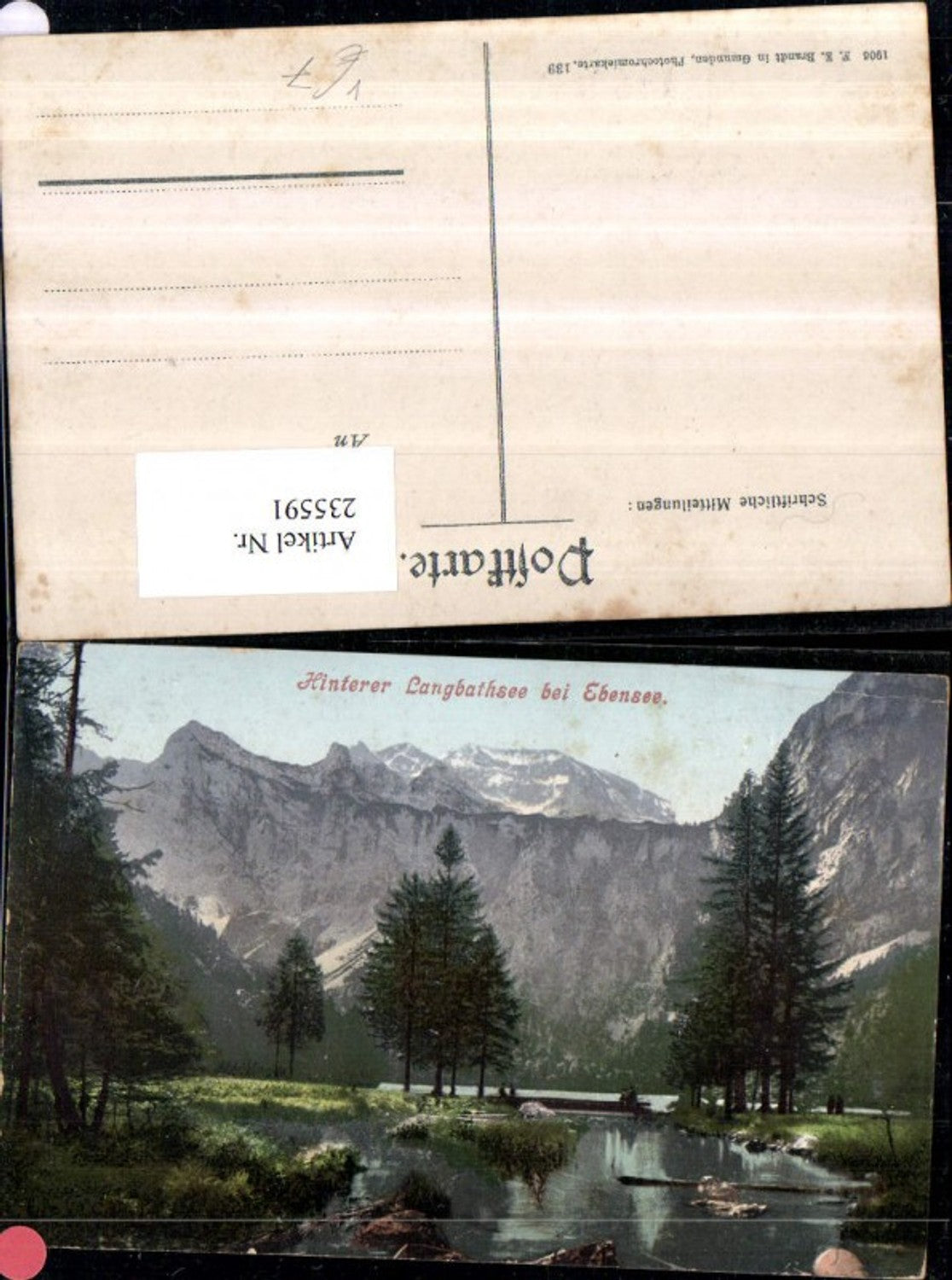 235591,Hinterer Langbathsee b. Ebensee Partie pub F. E. Brandt 139