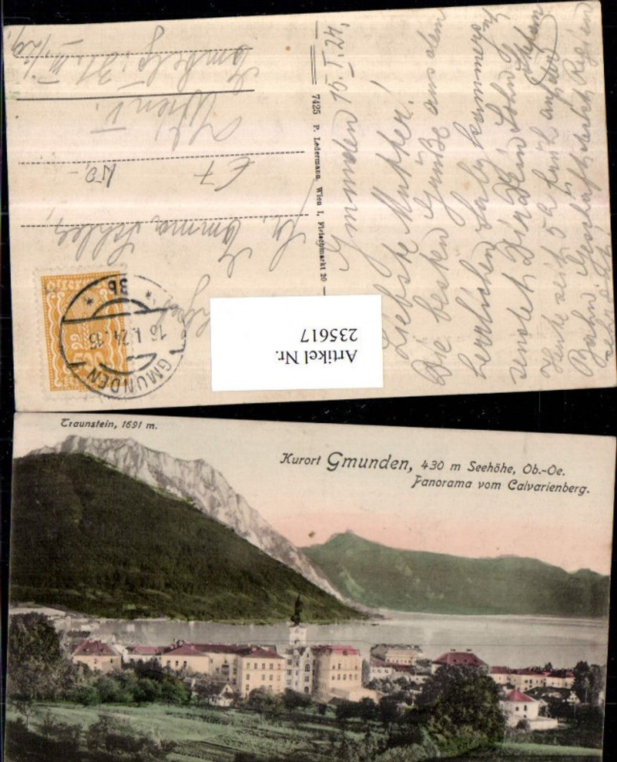 235617,Gmunden Panorama Teilansicht v. Kalvarienberg m. Traunstein