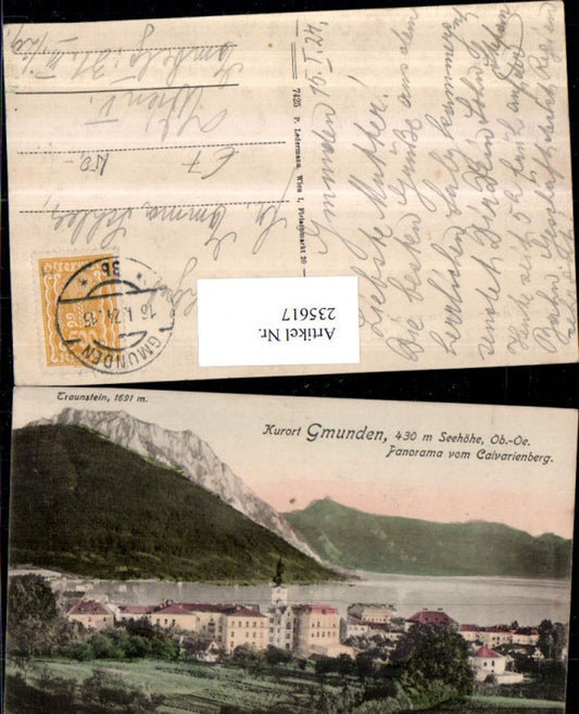235617,Gmunden Panorama Teilansicht v. Kalvarienberg m. Traunstein