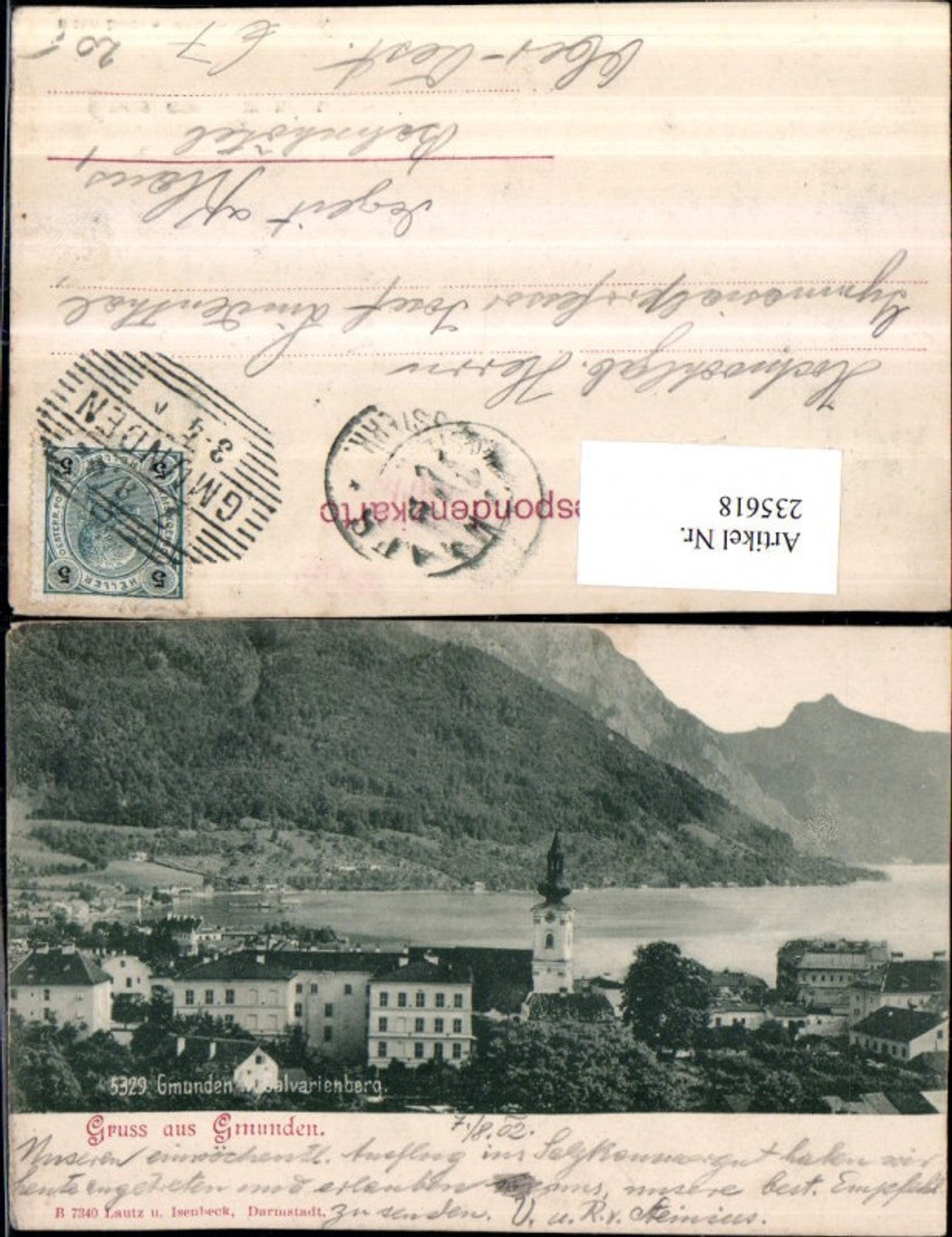 235618,Gruß aus Gmunden Teilansicht v. Kalvarienberg