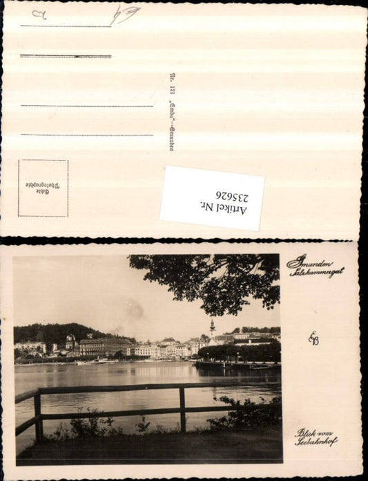 235626,Gmunden Teilansicht Blick v. Seebahnhof