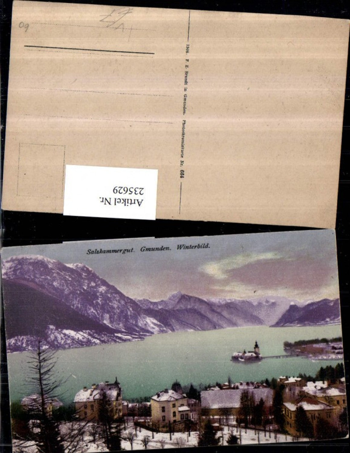 235629,Gmunden Teilansicht Schloss Orth Winterbild pub F. E. Brandt 664