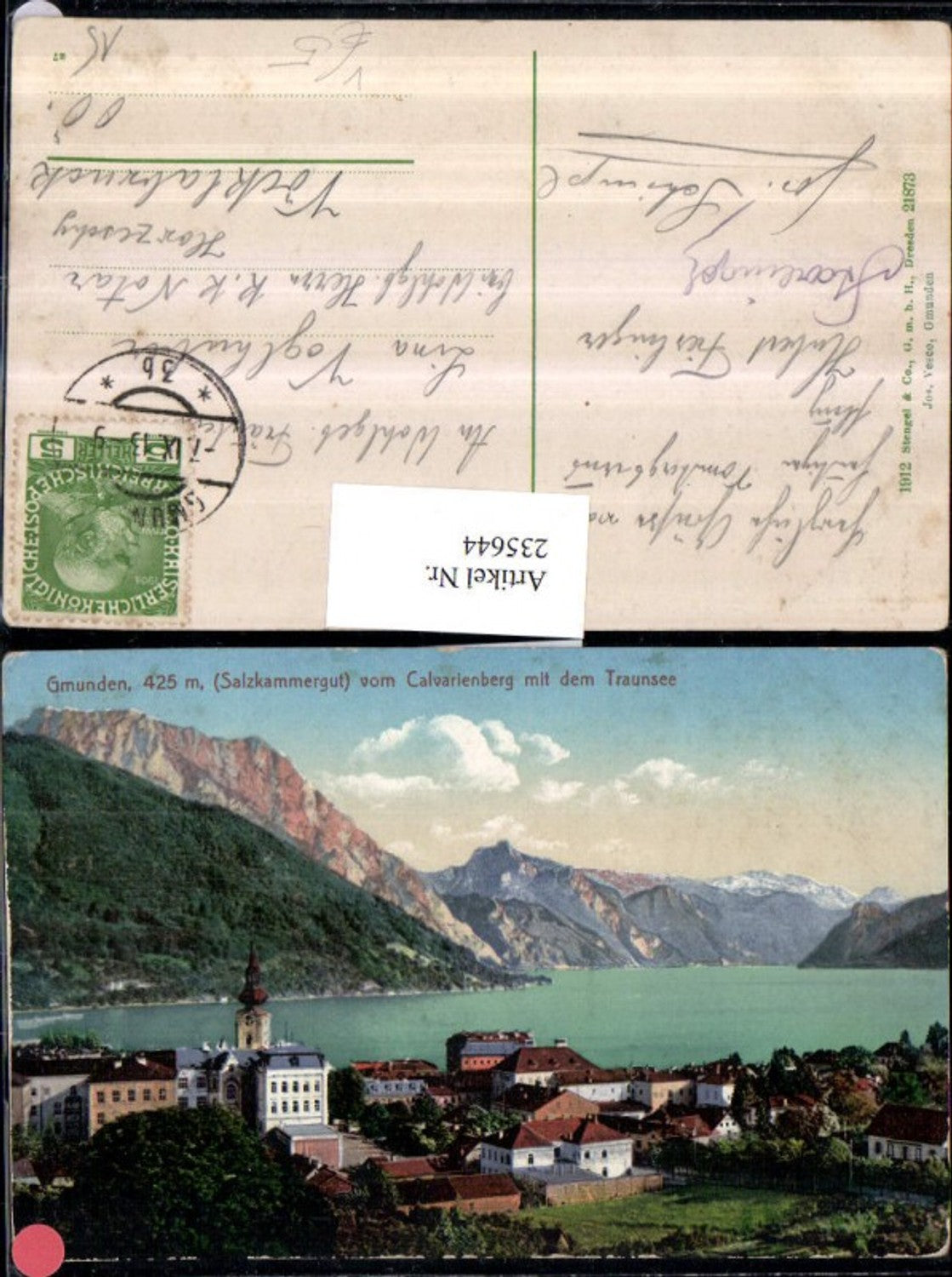235644,Gmunden Teilansicht v. Kalvarienberg m. d. Traunsee pub Stengel u. Co 21873