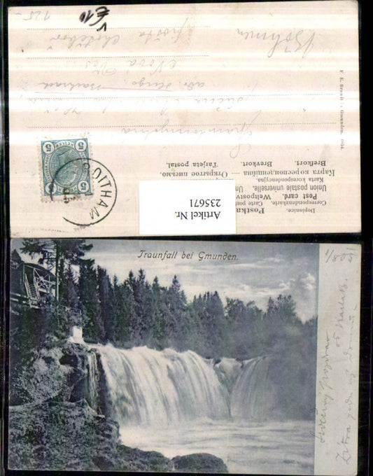 235671,Traunfall Wasserfall b. Gmunden pub F. E. Brandt 6054