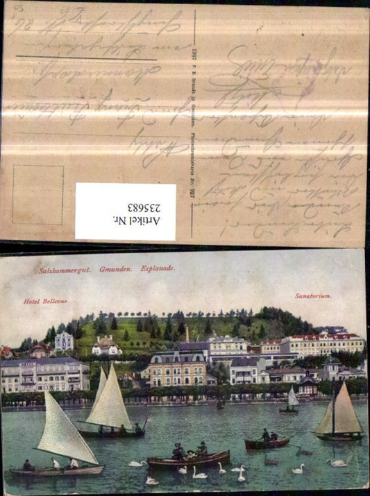 235683,Gmunden Esplanade Hotel Bellevue Sanatorium Segelboote pub F. E. Brandt 927