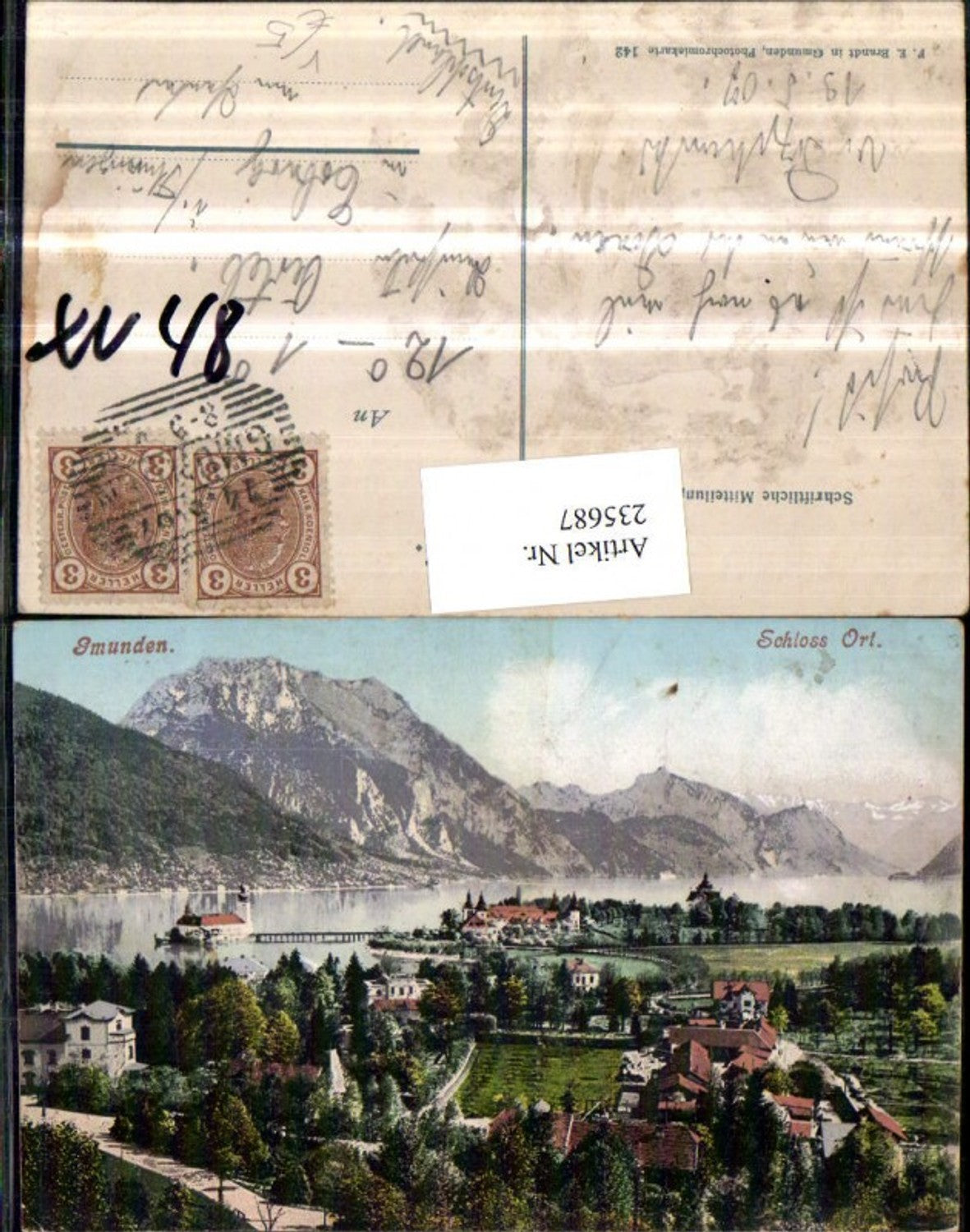 235687,Gmunden Teilansicht Schloss Orth pub F. E. Brandt 142