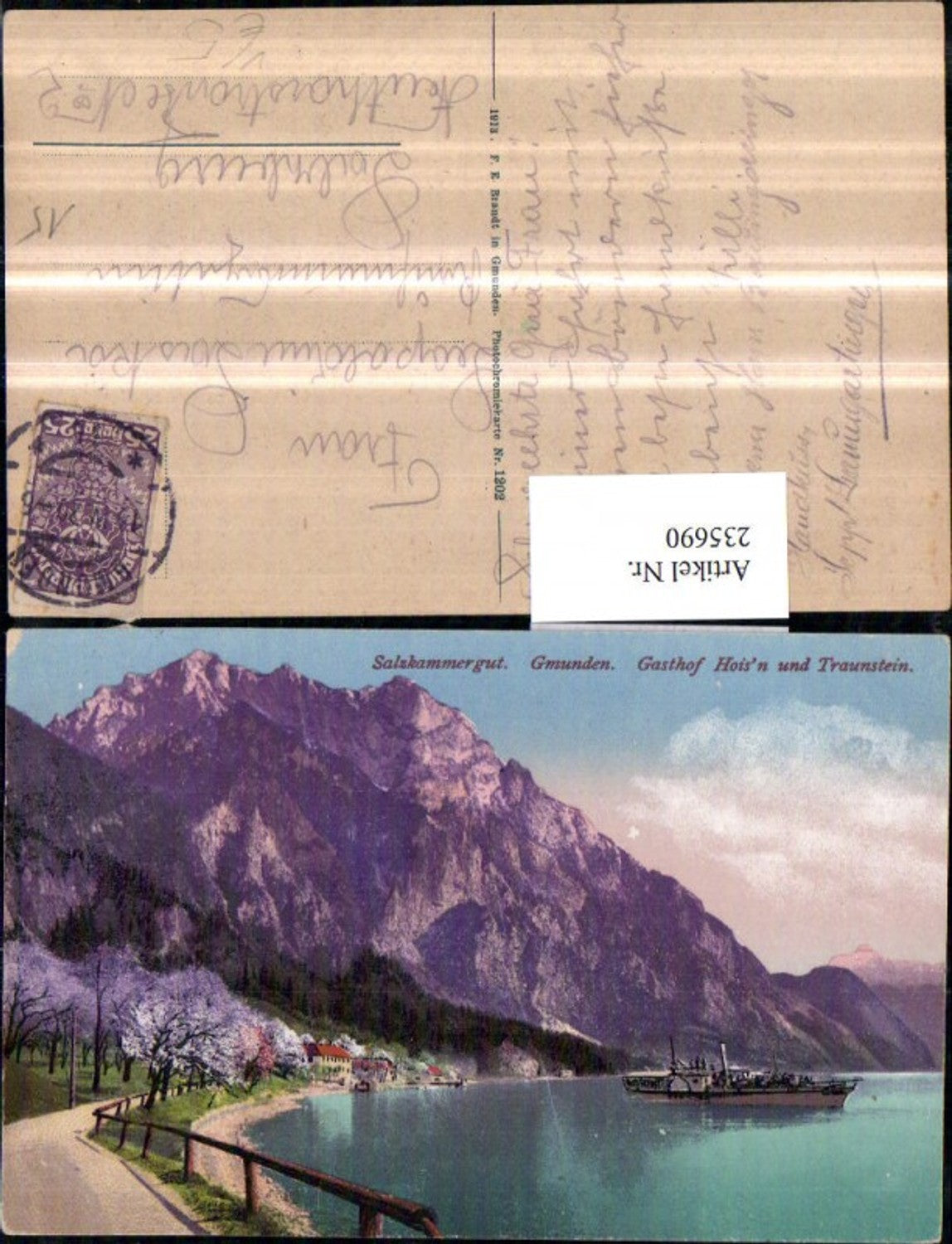 235690,Gmunden Gasthof Hoisn u. Traunstein pub F. E. Brandt 1202