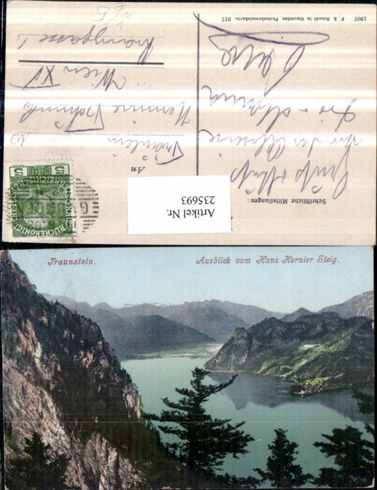 235693,Traunstein Ausblick v. Hans Hernler Steig b. Gmunden pub F. E. Brandt 917