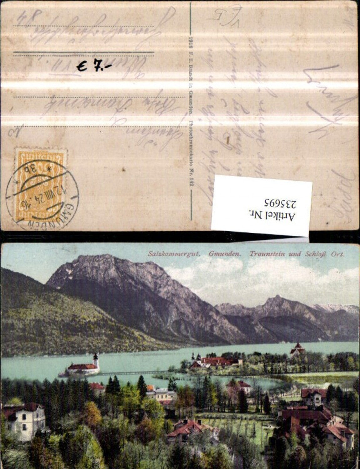 235695,Gmunden Teilansicht Traunstein u. Schloss Orth pub F. E. Brandt 142