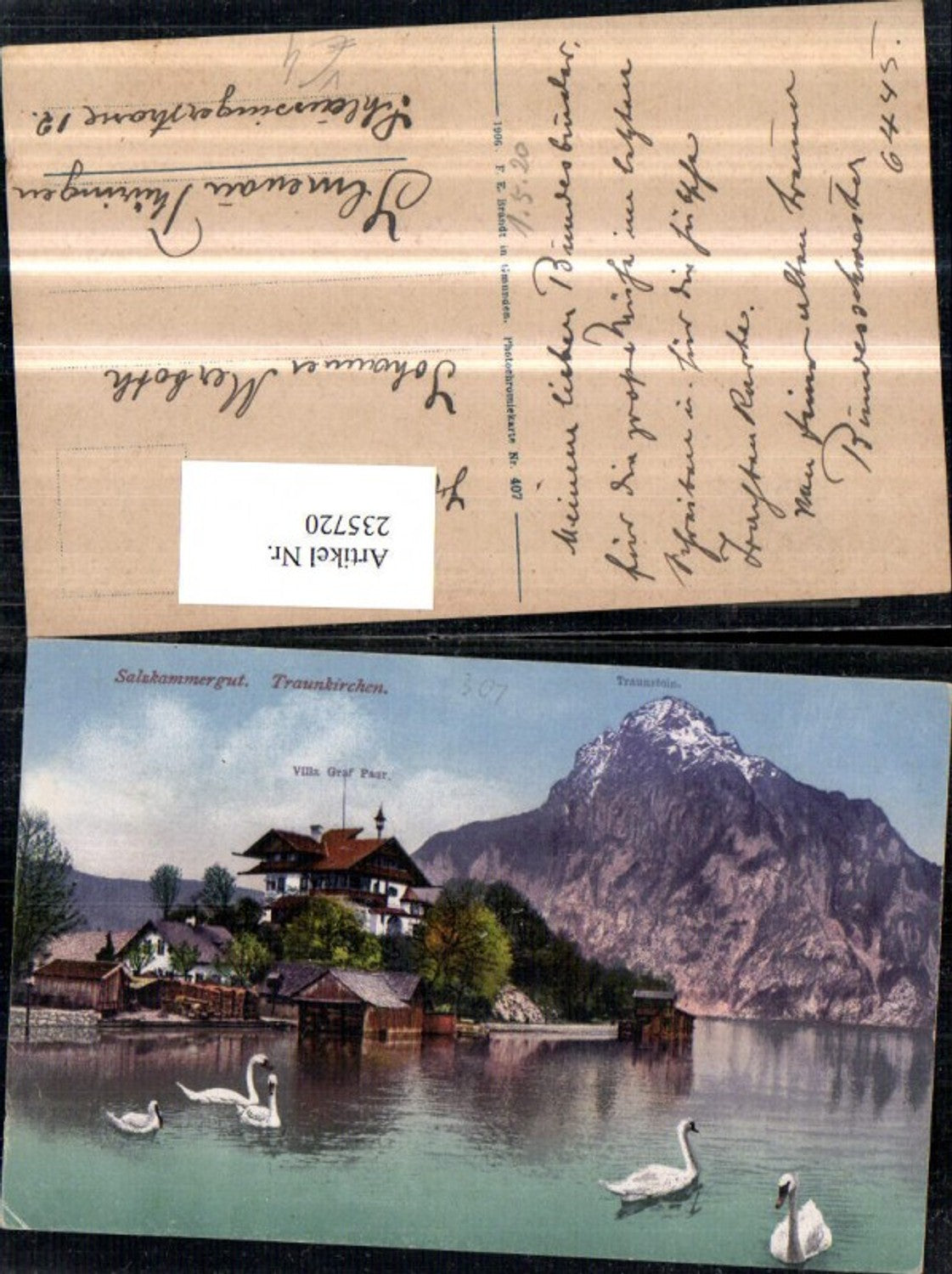 235720,Traunkirchen Villa Graf Paar geg. Traunstein pub F. E. Brandt 407