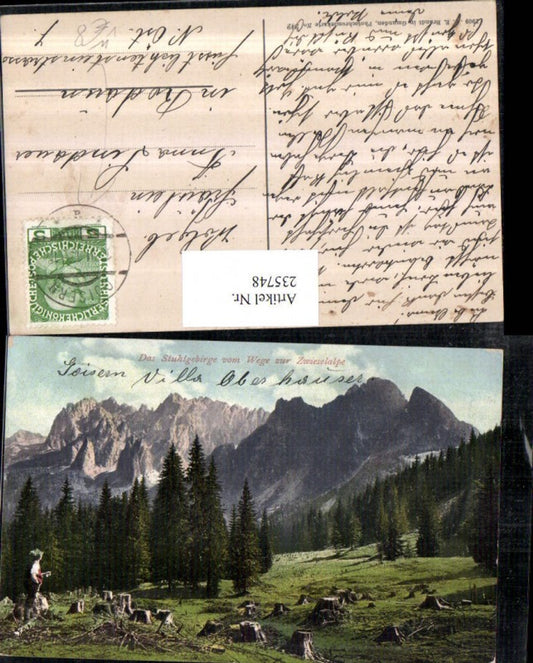 235748,Das Stuhlgebirge v. Wege zur Zwieselalpe Bergkulisse b. Goisern pub F. E. Brandt 342