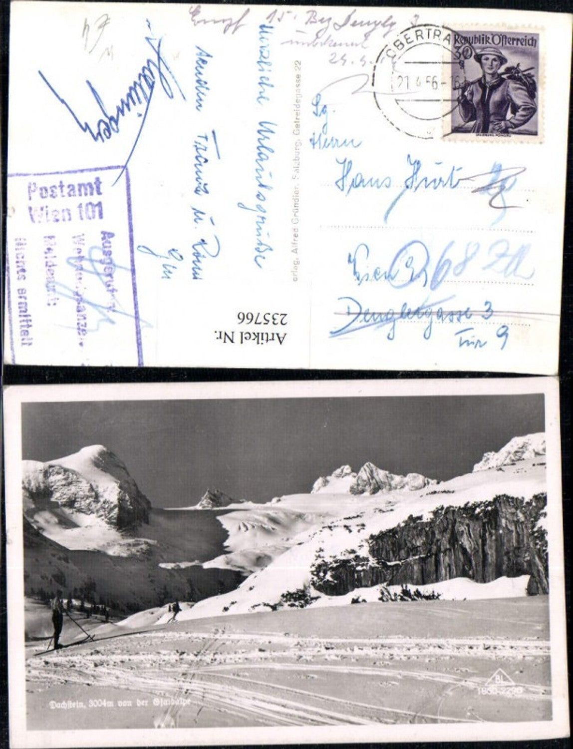 235766,Dachstein v. d. Gjaidalpe b. Obertraun Winterbild Skifahrer