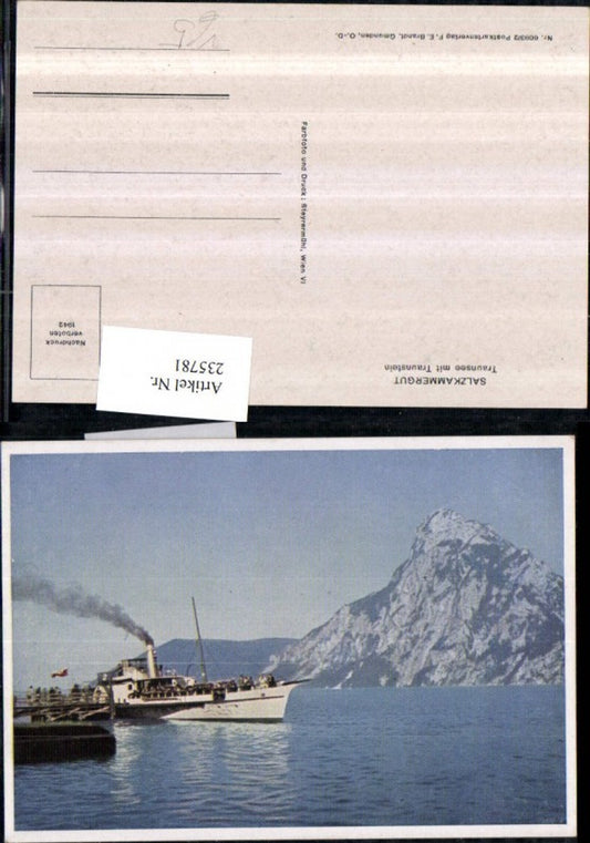 235781,Traunsee m. Traunstein Dampfer pub F. E. Brandt 6093/2