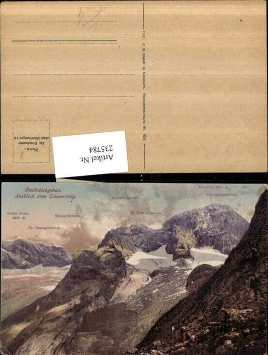 235784,Dachsteingebiet Ausblick v. Linzersteig auf Schneebergwand Simony-Scharte pub F. E. Brandt 954