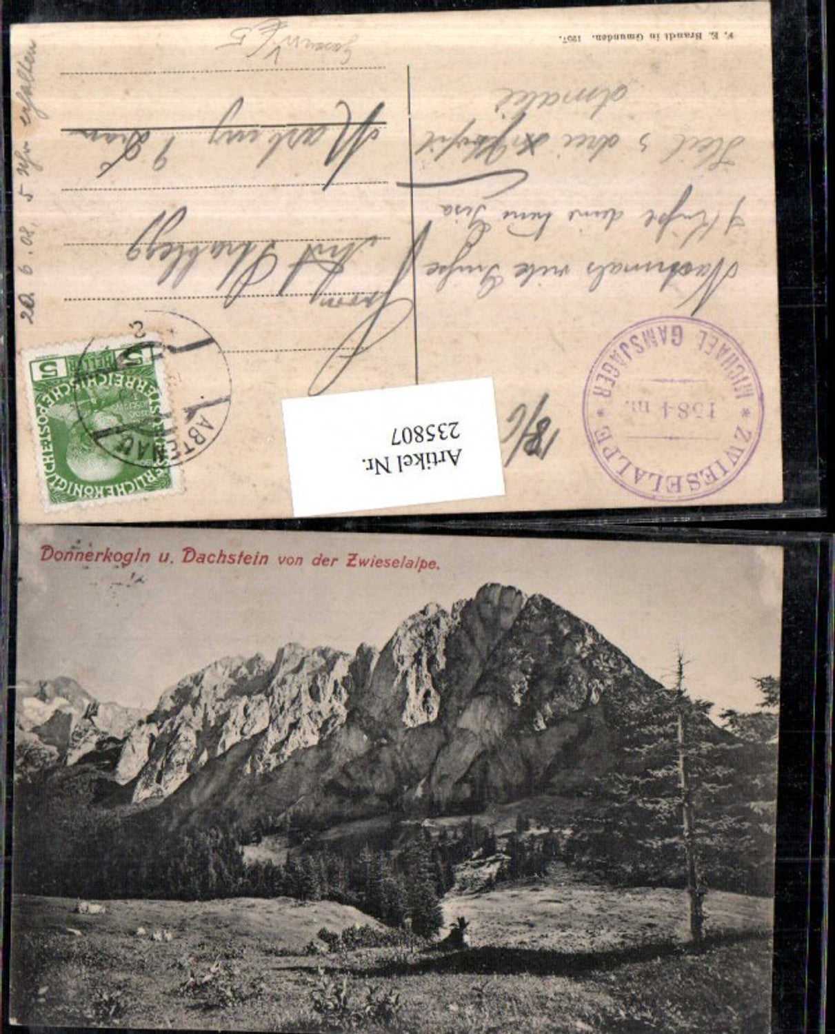 235807,Donnerkogln u. Dachstein v. d. Zwieselalpe b. Gosau pub F. E. Brandt