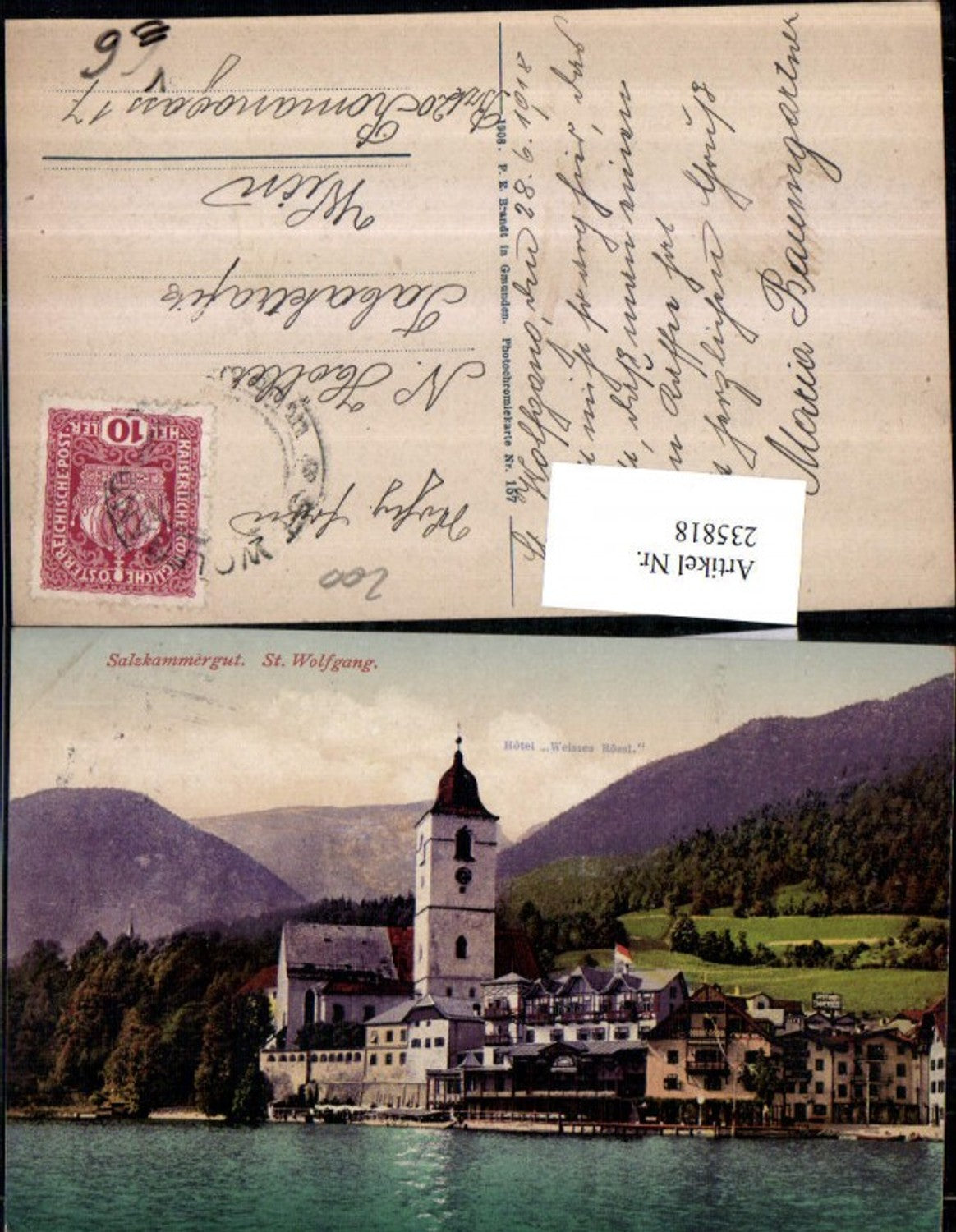235818,St. Wolfgang Teilansicht Hotel Weißes Rössl pub F. E. Brandt 157
