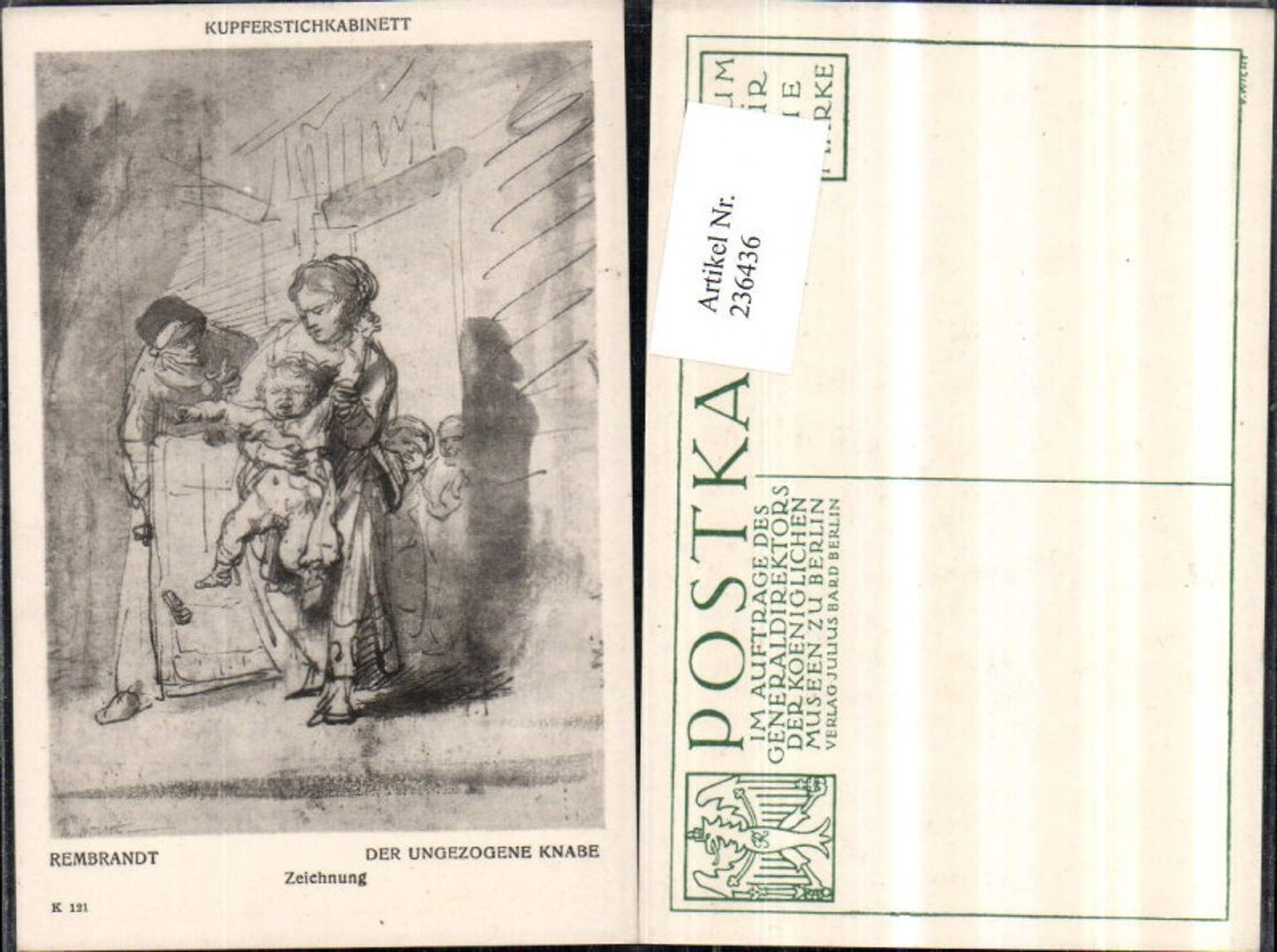 236436,Kupferstichkabinett 121 Rembrandt Der ungezogene Knabe