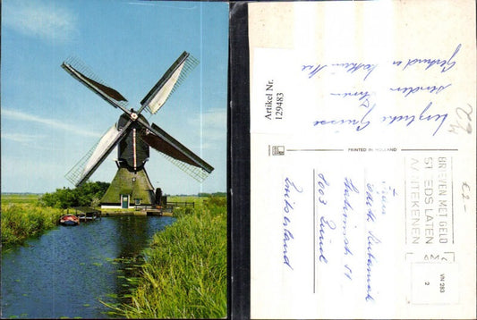 129483,Windmühle a. Teich See Ruderboot