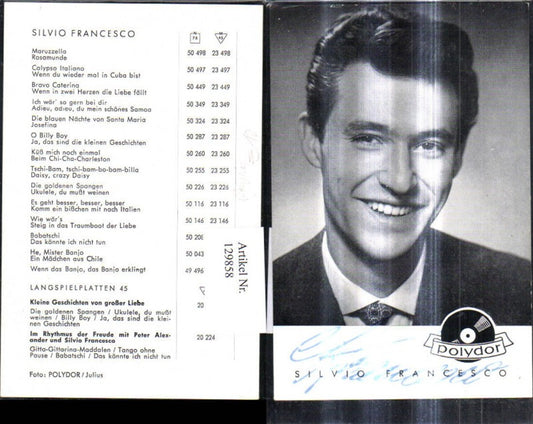 129858,Silvio Francesco Sänger Schauspieler Autogramm pub Polydor