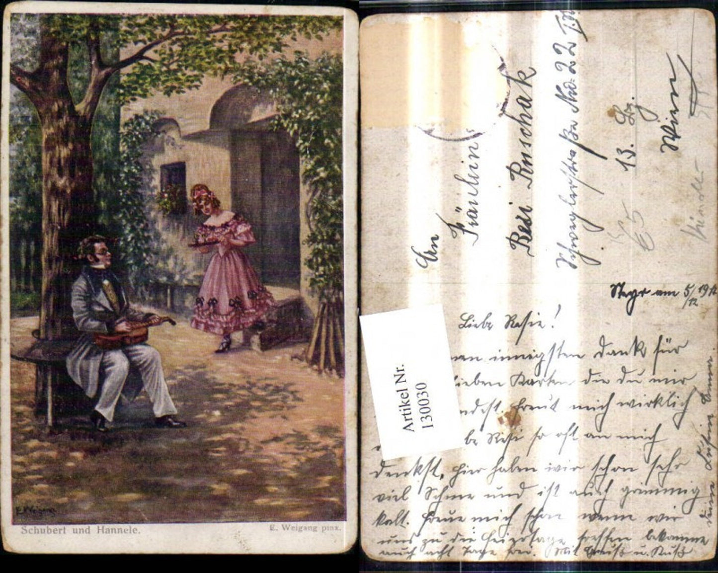 130030,Künstler Ak E. Weigang Schubert u. Hannele Komponist