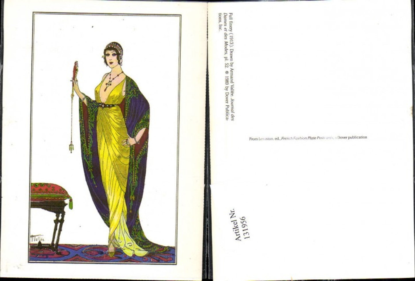 131956,Repro Jugendstil Armand Valle Full finery Kleid m. Ausschnitt Mantel Fächer Mode