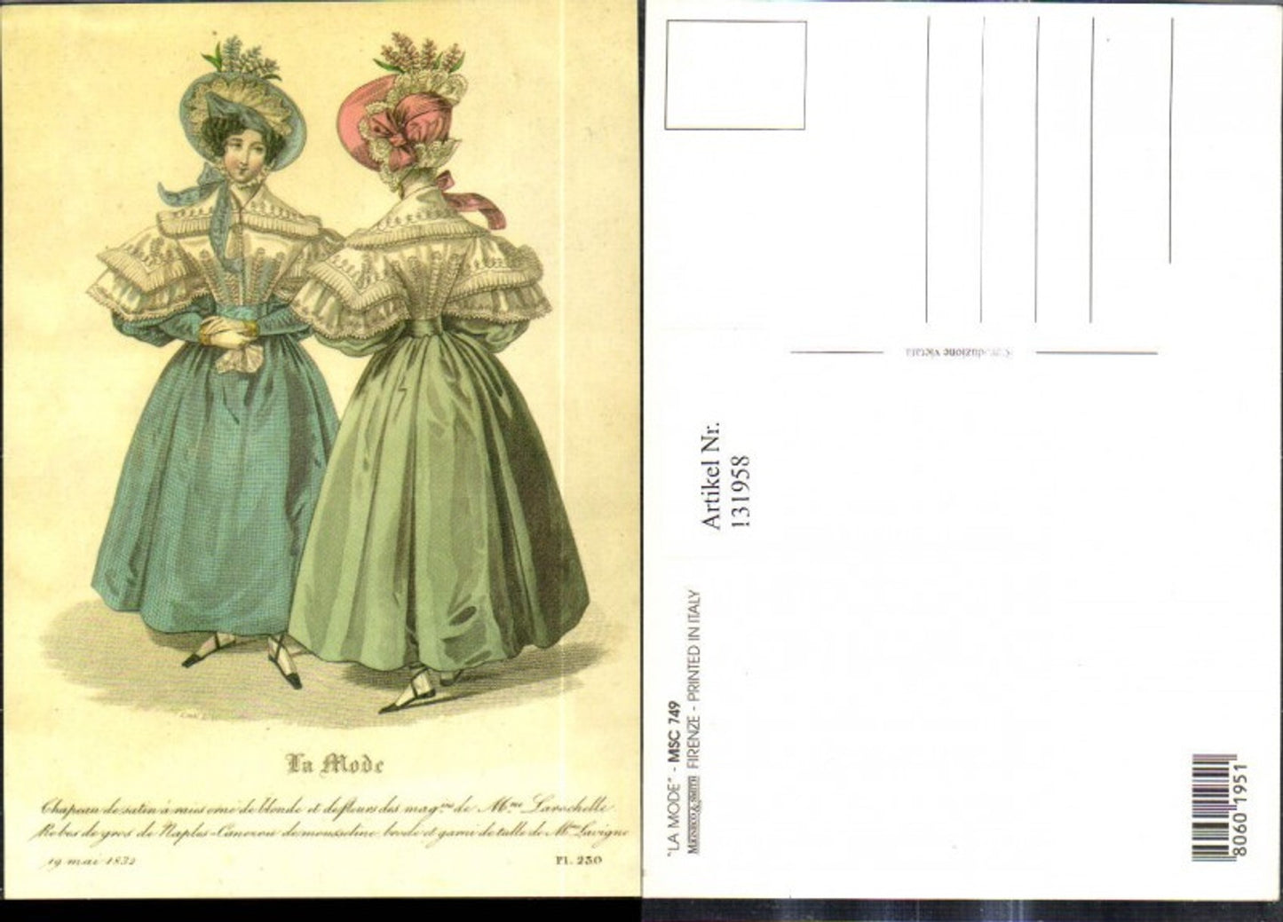 131958,Repro Jugendstil Mode Frauen La Mode Kleider Hüte Hut 1832