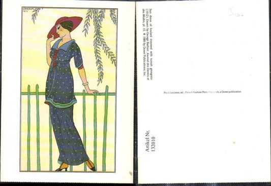 132010,Repro Jugendstil George Barbier Sun dress 1912 Sommerkleid Hut Mode