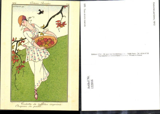 132016,Repro Jugendstil George Barbier Costumes Parisiens Pariser Mode 1914 Kleid Hut
