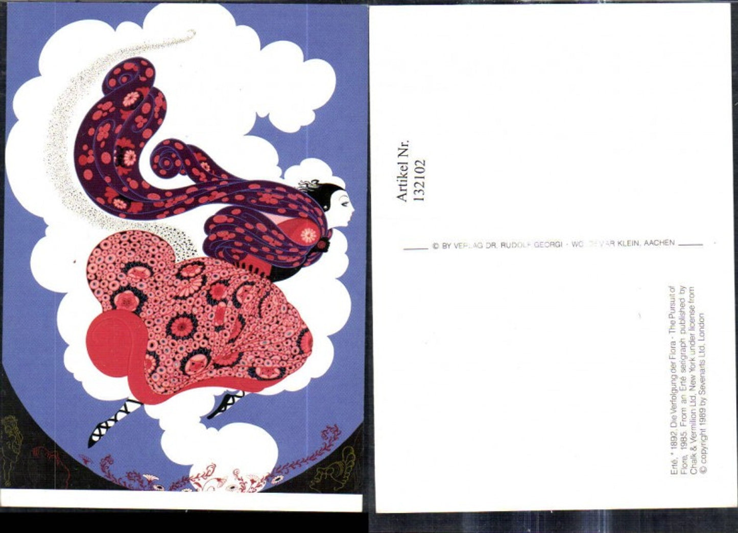 132102,Repro Jugendstil Erte 1892 Die Verfolgung d. Flora Frau Kleid