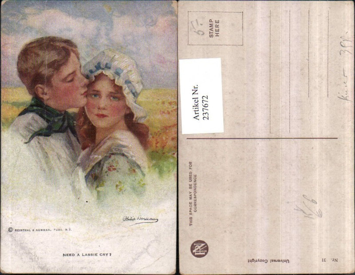 237672,Reinthal & Newman 31 Künstler Philip Boileau Need a Lassie Cry Frau m. Mann