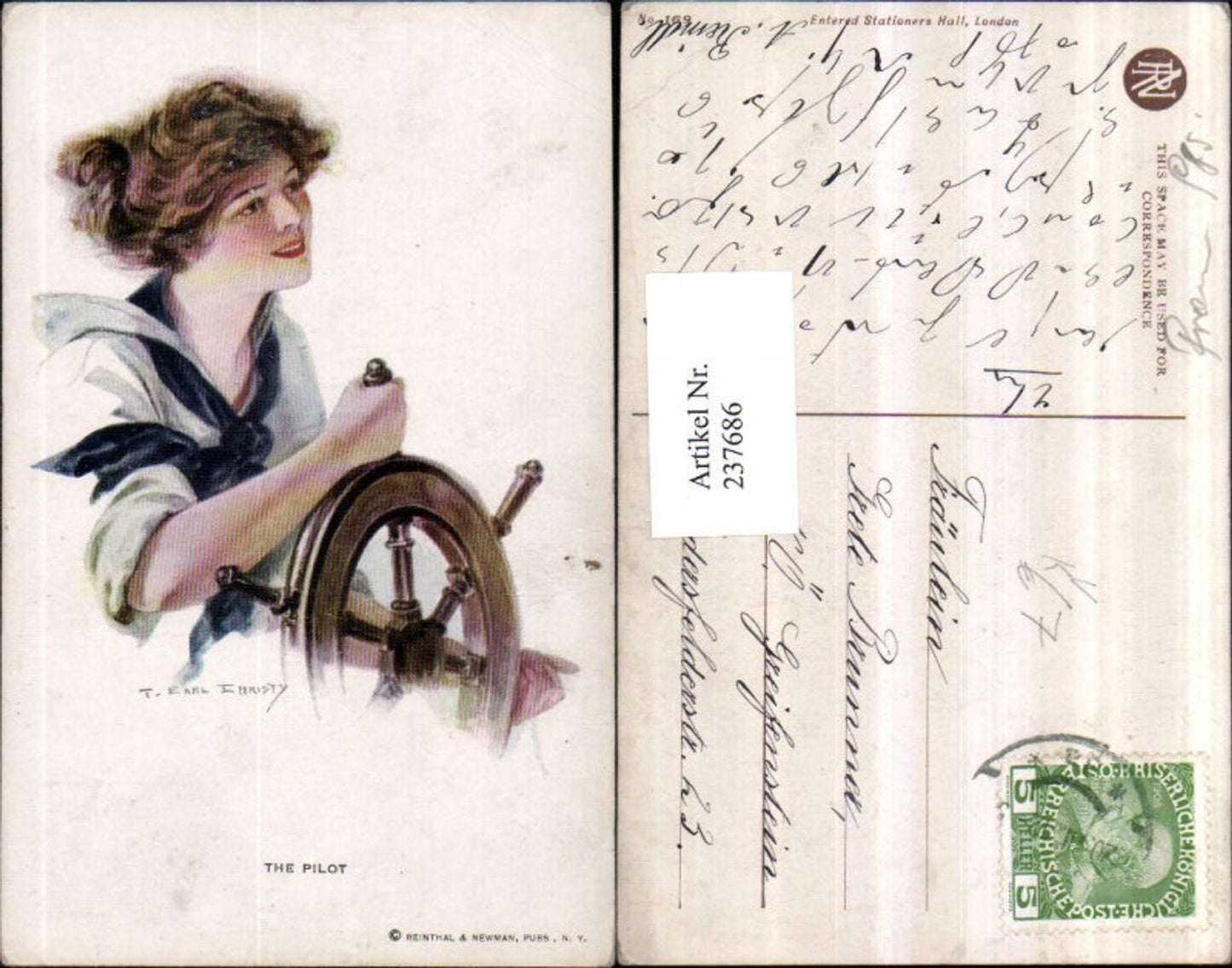 237686,Reinthal & Newman 169 Künstler F. Earl Christy The Pilot Frau Matrosin Steuer