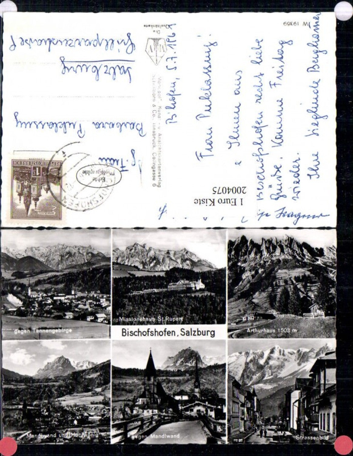 2004075,Bischofshofen Totale geg. Tennengebirge Mandlwand Hochkönig Missionshaus Arthurhaus Mehrbildkarte