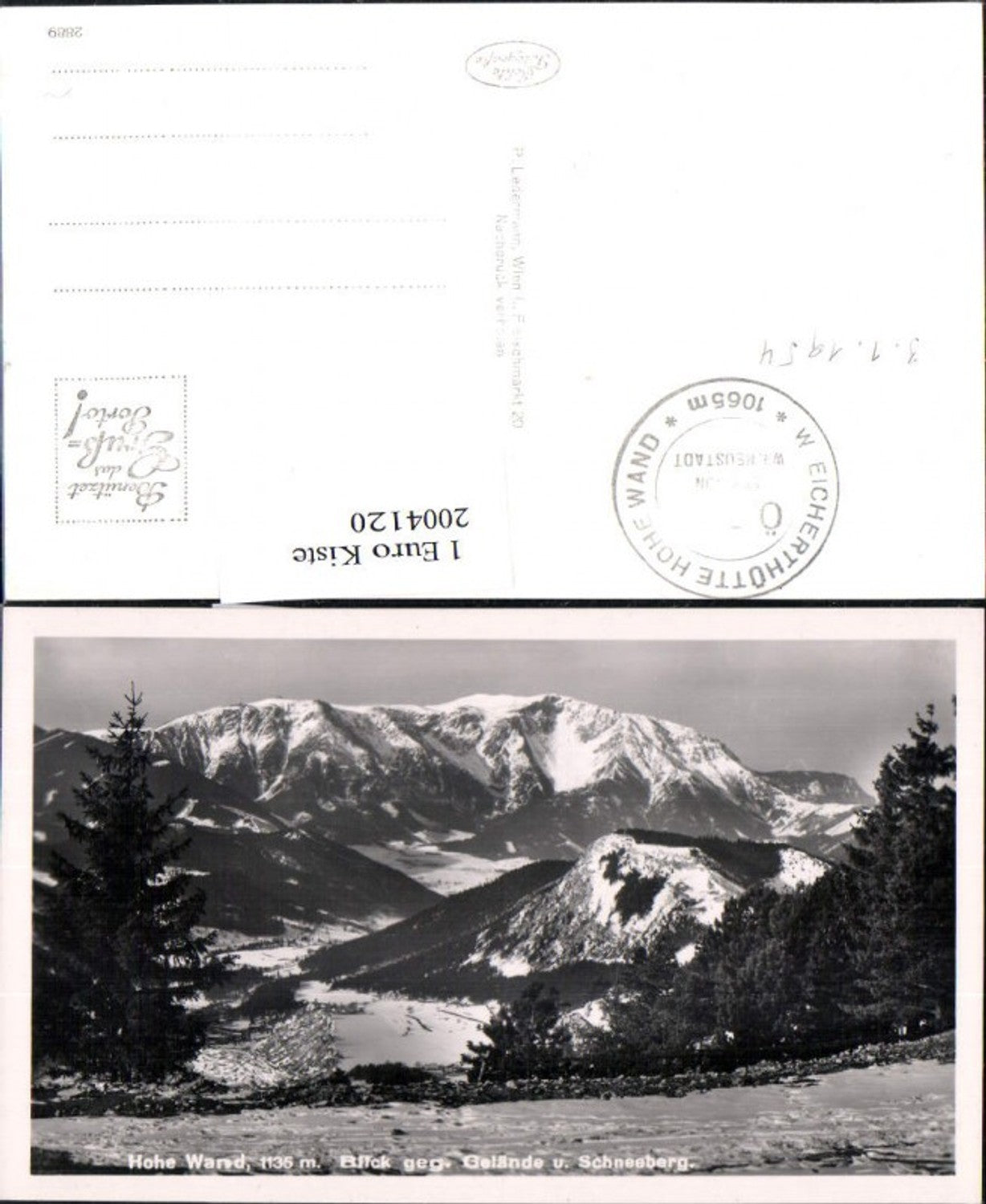 2004120,Hhe Wand Blick geg. Gelände u. Schneeberg b. Puchberg Winterbild