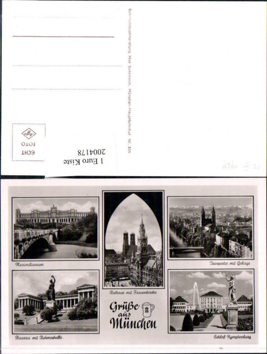 2004178,Grüße aus München Totale Rathaus Frauenkirche Bavaria Schloss Maximilianeum Mehrbildkarte