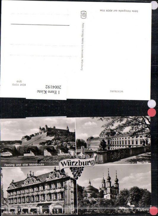 2004192,Würzburg Festung Mainbrücke Residenz Käppele Falkenhaus Mehrbildkarte
