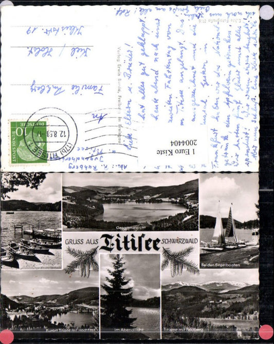 2004404,Gruß aus Titisee im Schwarzwald Totale Gondelhafen Feldberg Segelboote Mehrbildkarte