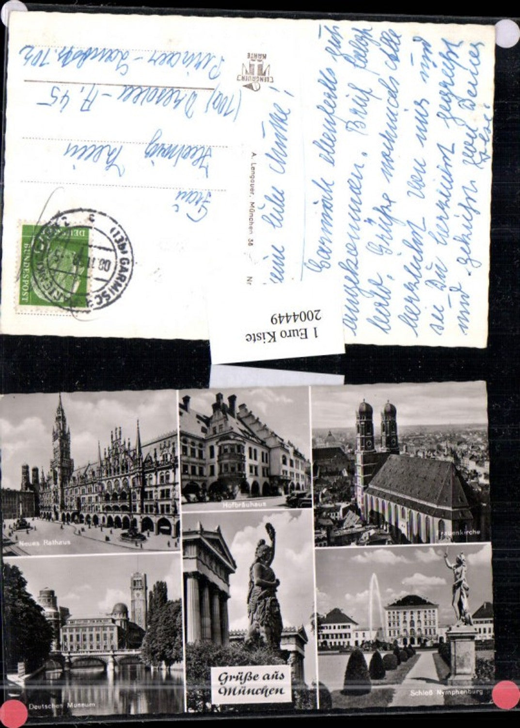 2004449,München Hofbräuhaus Rathaus Frauenkirche Schloss Nymphenburg Deutsches Museum Mehrbildkarte