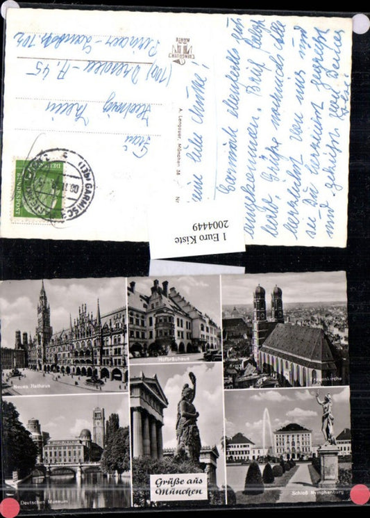 2004449,München Hofbräuhaus Rathaus Frauenkirche Schloss Nymphenburg Deutsches Museum Mehrbildkarte