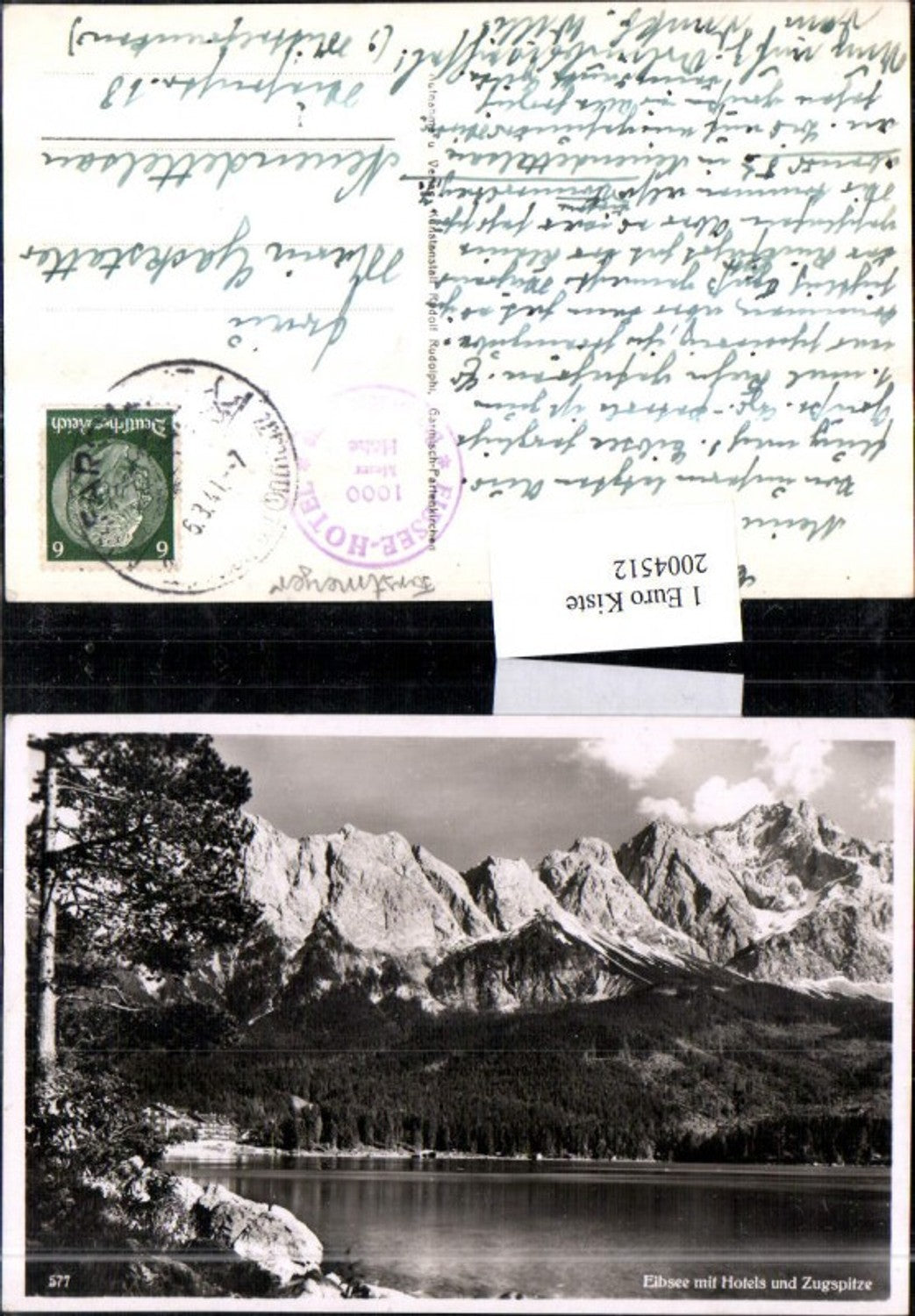 2004512,Eibsee m. Hotels u. Zugspitze Partie b. Garmisch-Partenkirchen