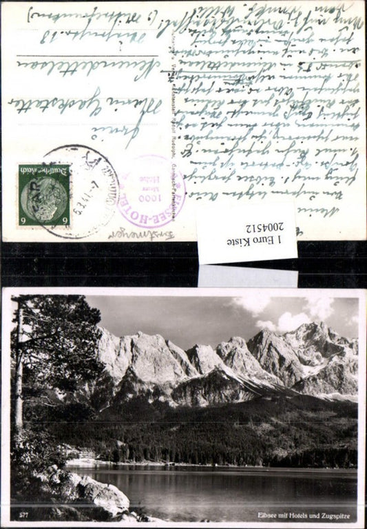 2004512,Eibsee m. Hotels u. Zugspitze Partie b. Garmisch-Partenkirchen