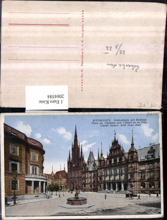 2004584,Wiesbaden Schlossplatz m. Rathaus Brunnen