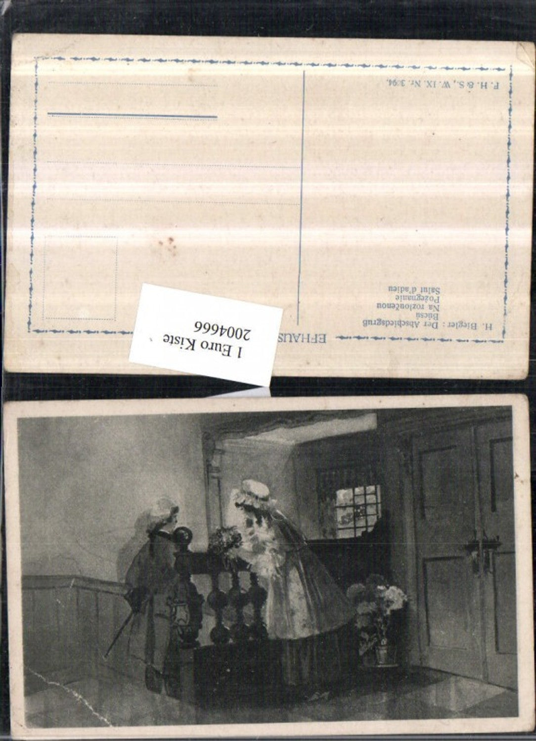 2004666,Künstler AK H. Biegler Der Abschiedsgruß Frau u. Mann