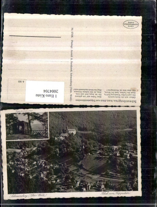 2004704,Schwarzburg im Thüringer Wald Totale Blick v. Trippstein Trippsteinhäuschen Mehrbildkarte